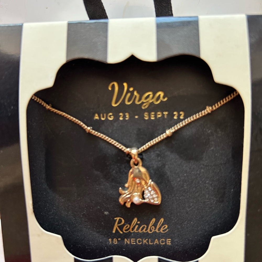 NWT GOLD TONE VIRGO NECKLACE IN GIFT BOX